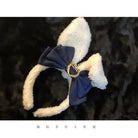 Luxurious Bunny Ears Headband with Satin Ribbons and Jewels - Cosparty