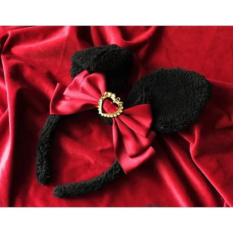 Luxurious Bunny Ears Headband with Satin Ribbons and Jewels - headband