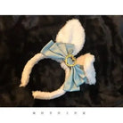 Luxurious Bunny Ears Headband with Satin Ribbons and Jewels - headband