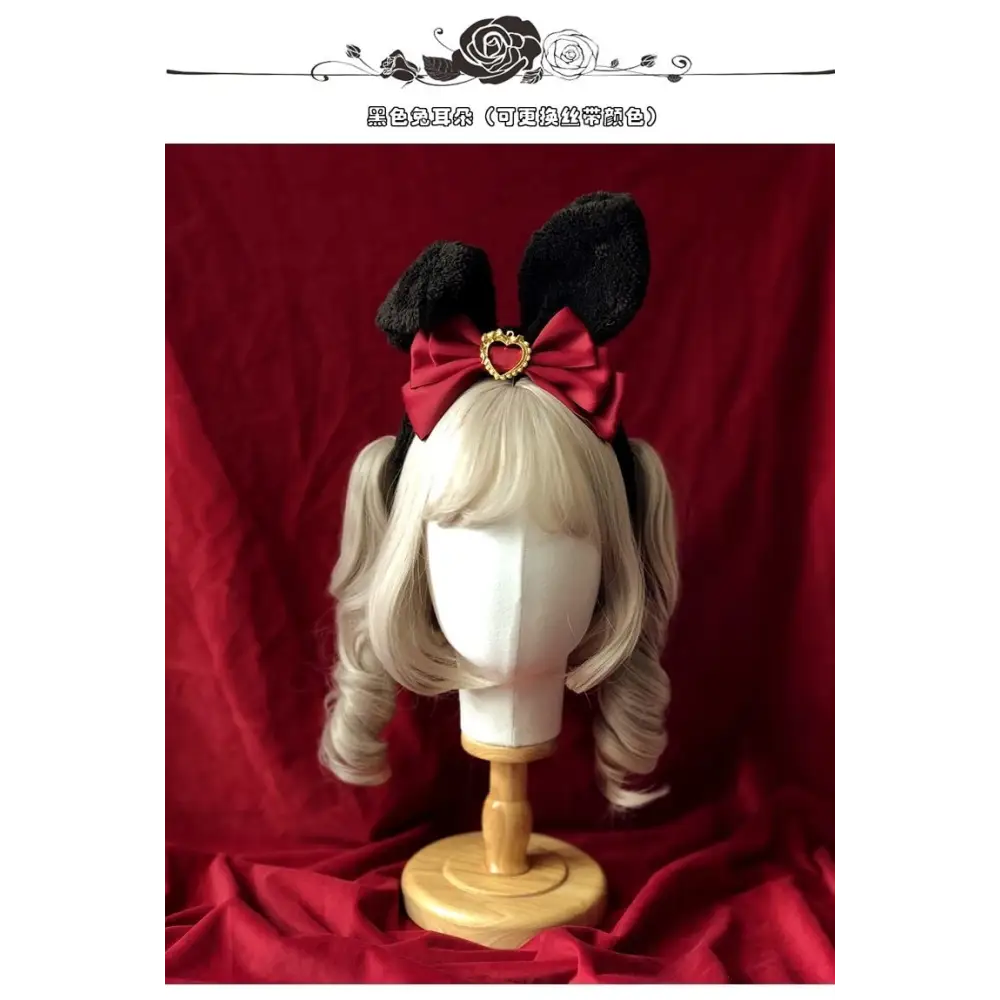 Luxurious Bunny Ears Headband with Satin Ribbons and Jewels - headband