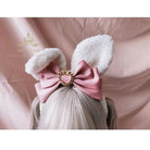 Luxurious Bunny Ears Headband with Satin Ribbons and Jewels - Cosparty