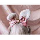 Luxurious Bunny Ears Headband with Satin Ribbons and Jewels - headband