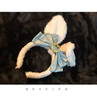 Luxurious Bunny Ears Headband with Satin Ribbons and Jewels - Cosparty