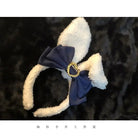 Luxurious Bunny Ears Headband with Satin Ribbons and Jewels - Cosparty