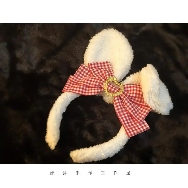 Luxurious Bunny Ears Headband with Satin Ribbons and Jewels - Cosparty