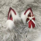 Plaid Fox Ears - Red - cat ears, fox ear, furry, kitten