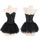 Luxurious Dark Angel Corset Lingerie Set with Tutu and Silk Ribbons - Cosparty