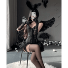 Luxurious Dark Angel Corset Lingerie Set with Tutu and Silk Ribbons - Cosparty