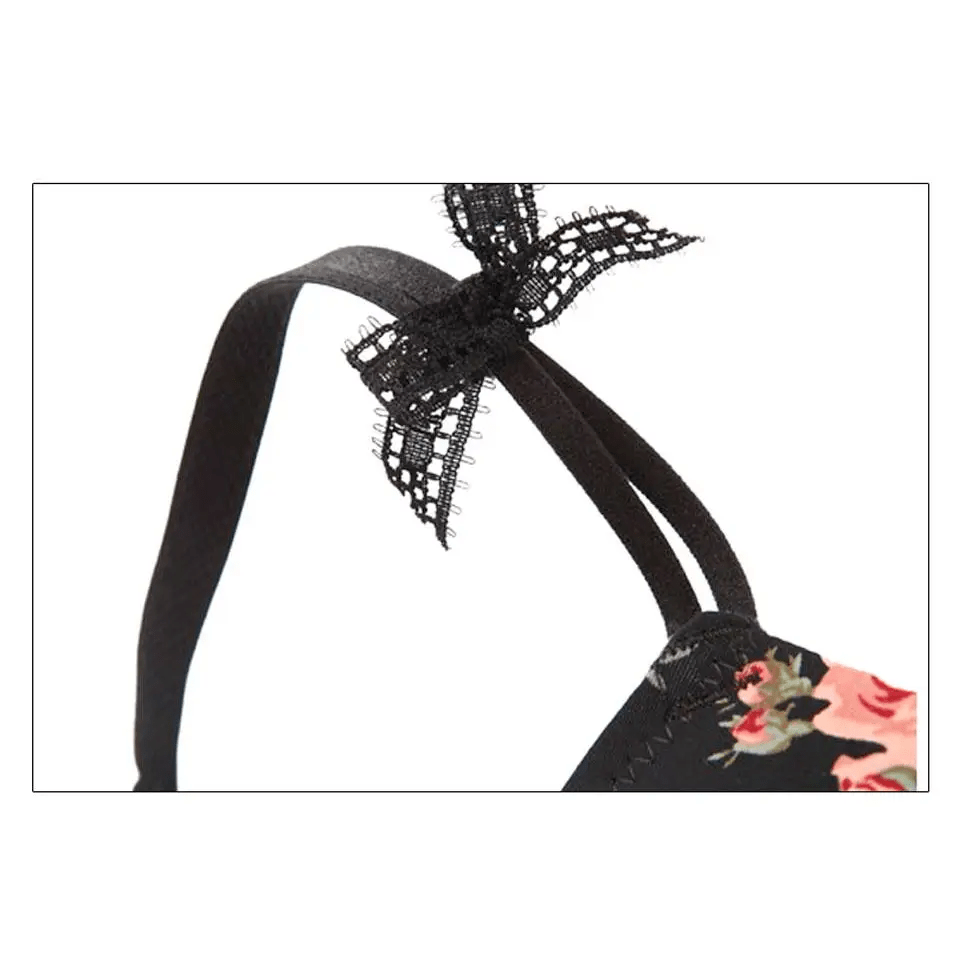 Luxurious Floral and Lace Lingerie Set with Elegant Details - Cosparty