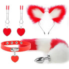 Luxurious Fox Cat Tail Plug Set with Ear Headband and Fuzzy Collar - Cosparty