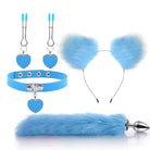 Luxurious Fox Cat Tail Plug Set with Ear Headband and Fuzzy Collar - Cosparty