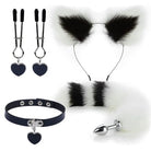 Luxurious Fox Cat Tail Plug Set with Ear Headband and Fuzzy Collar - Cosparty
