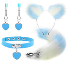 Luxurious Fox Cat Tail Plug Set with Ear Headband and Fuzzy Collar - Cosparty