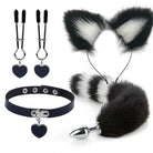 Luxurious Fox Cat Tail Plug Set with Ear Headband and Fuzzy Collar - Cosparty