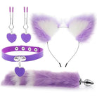 Luxurious Fox Cat Tail Plug Set with Ear Headband and Fuzzy Collar - Cosparty