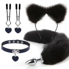 Luxurious Fox Cat Tail Plug Set with Ear Headband and Fuzzy Collar - Cosparty