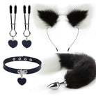 Luxurious Fox Cat Tail Plug Set with Ear Headband and Fuzzy Collar - Cosparty