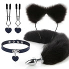 Luxurious Fox Cat Tail Plug Set with Ear Headband and Fuzzy Collar - Cosparty
