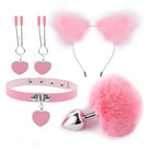 Luxurious Fox Cat Tail Plug Set with Ear Headband and Fuzzy Collar - Costumes