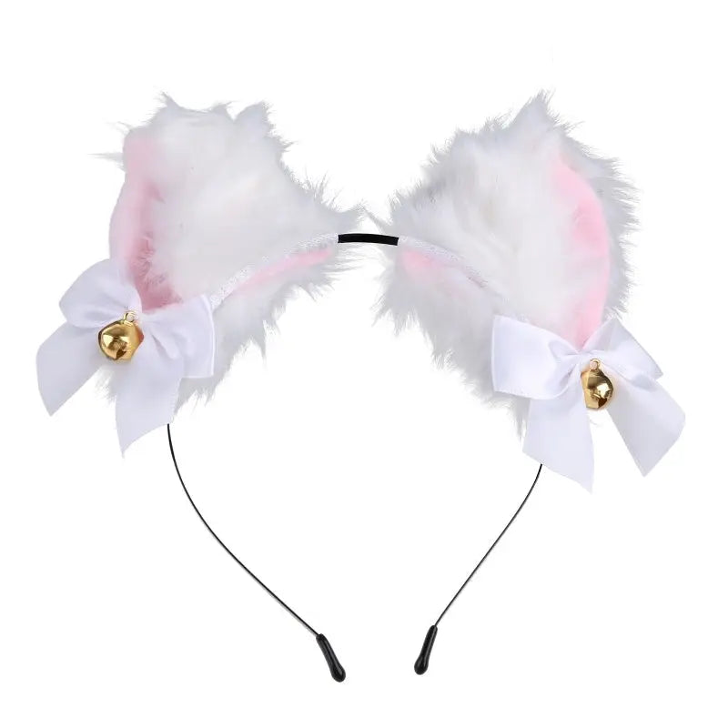 Luxurious Fox Cat Tail Set with Ear Headband and Lace Collar - play set