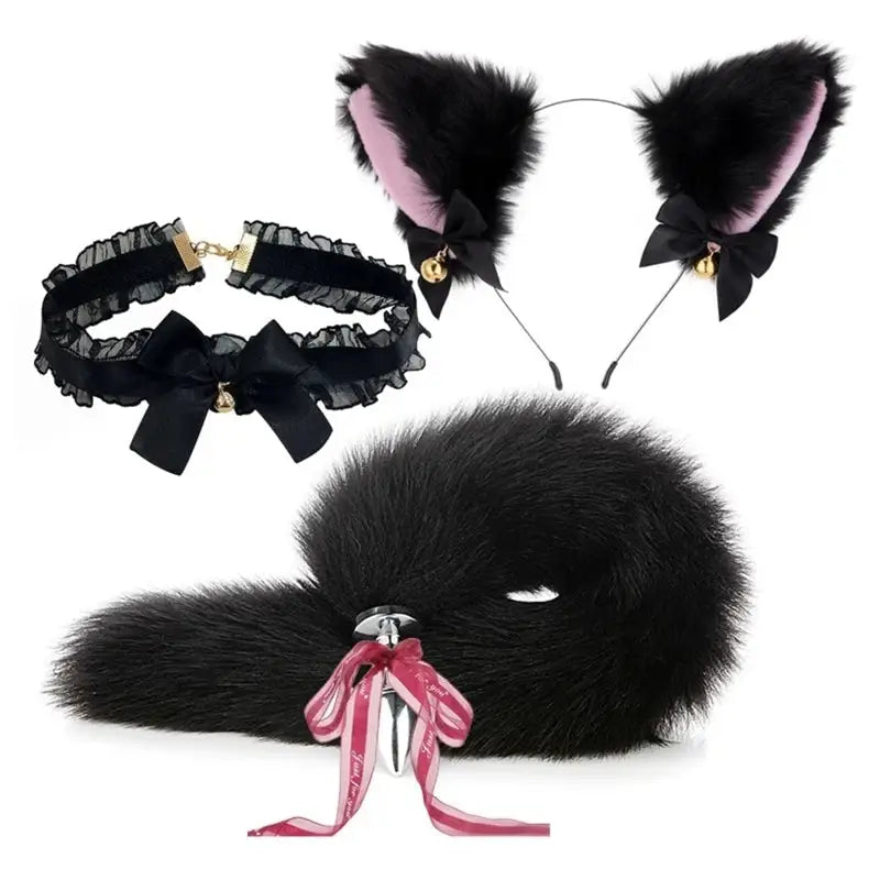 Collared Kitten Play Set - Black