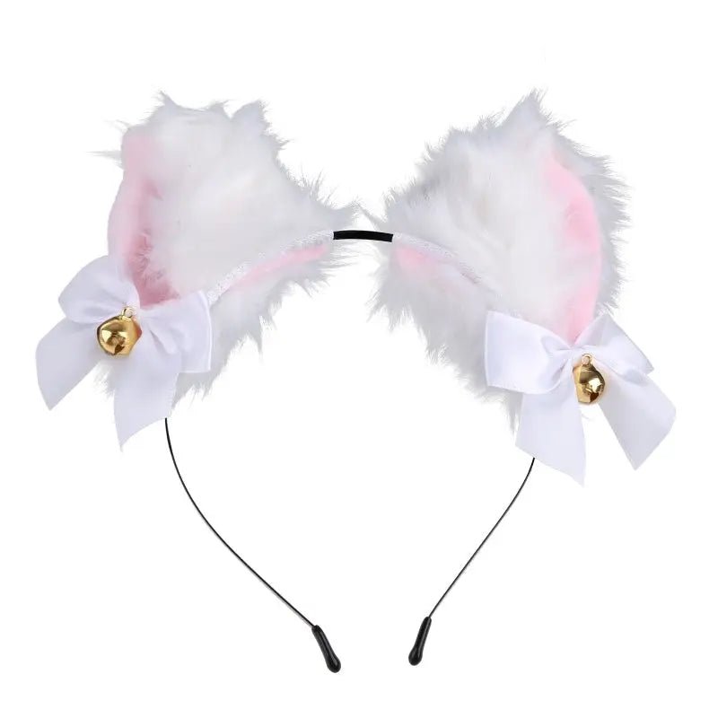Luxurious Fox Cat Tail Set with Ear Headband and Lace Collar - Cosparty