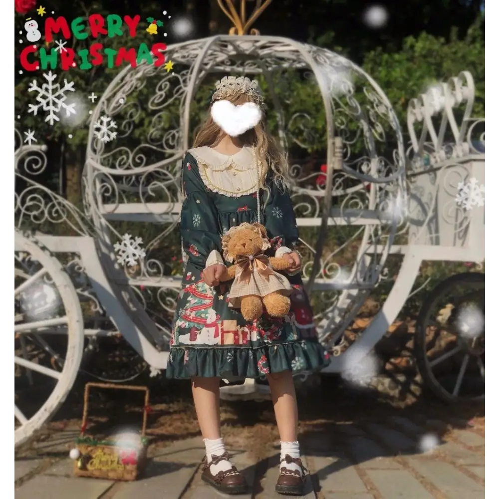 Luxurious Holiday Lolita Dress in Red or Green Org Instock New Condition - dress