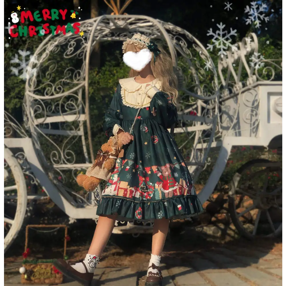 Luxurious Holiday Lolita Dress in Red or Green Org Instock New Condition - dress