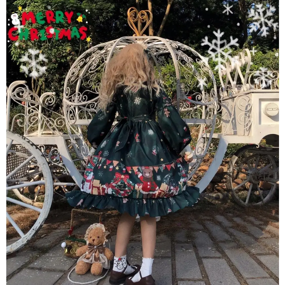 Luxurious Holiday Lolita Dress in Red or Green Org Instock New Condition - dress