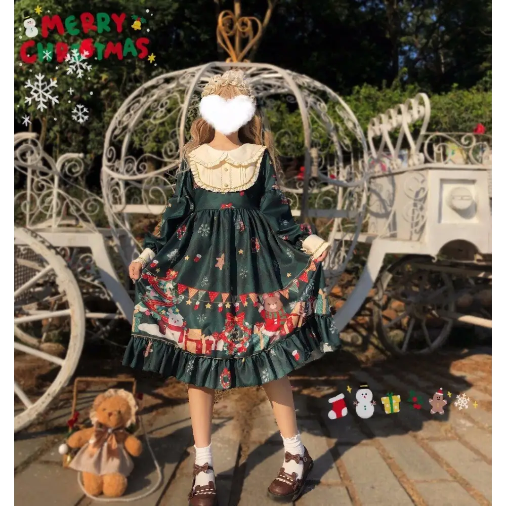 Luxurious Holiday Lolita Dress in Red or Green Org Instock New Condition - dress