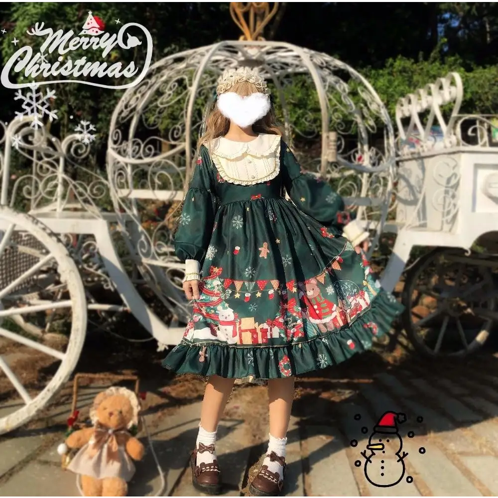 Luxurious Holiday Lolita Dress in Red or Green Org Instock New Condition - dress