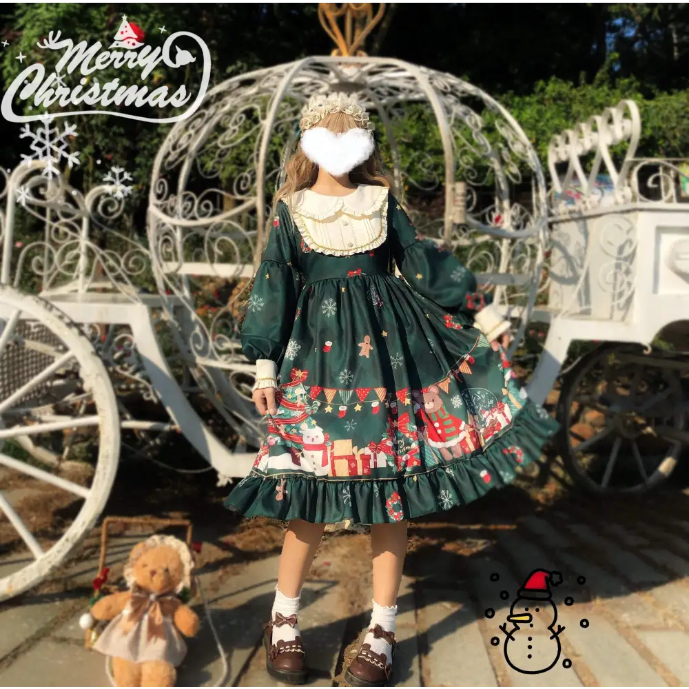 Luxurious Holiday Lolita Dress in Red or Green Org Instock New Condition - Green Dress - dress