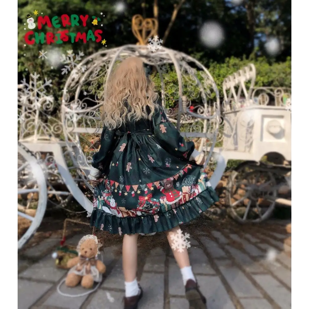 Luxurious Holiday Lolita Dress in Red or Green Org Instock New Condition - dress