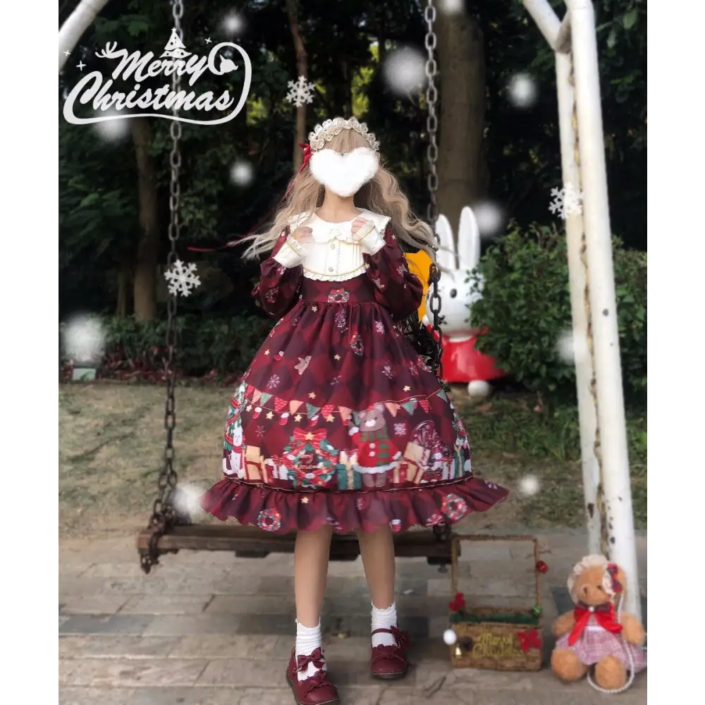 Luxurious Holiday Lolita Dress in Red or Green Org Instock New Condition - dress