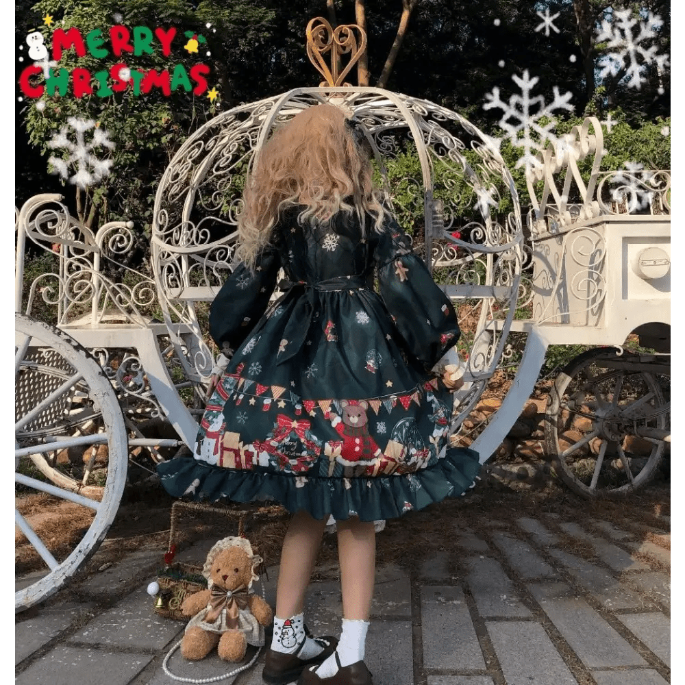 Luxurious Holiday Lolita Dress in Red or Green Org Instock New Condition - Cosparty