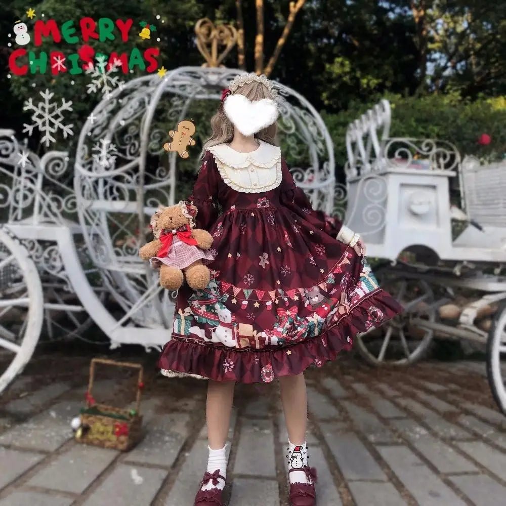 Luxurious Holiday Lolita Dress in Red or Green Org Instock New Condition - Cosparty