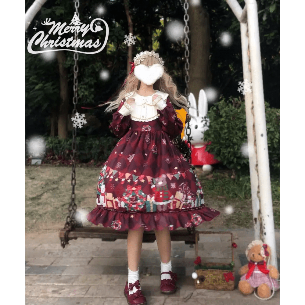 Luxurious Holiday Lolita Dress in Red or Green Org Instock New Condition - Cosparty