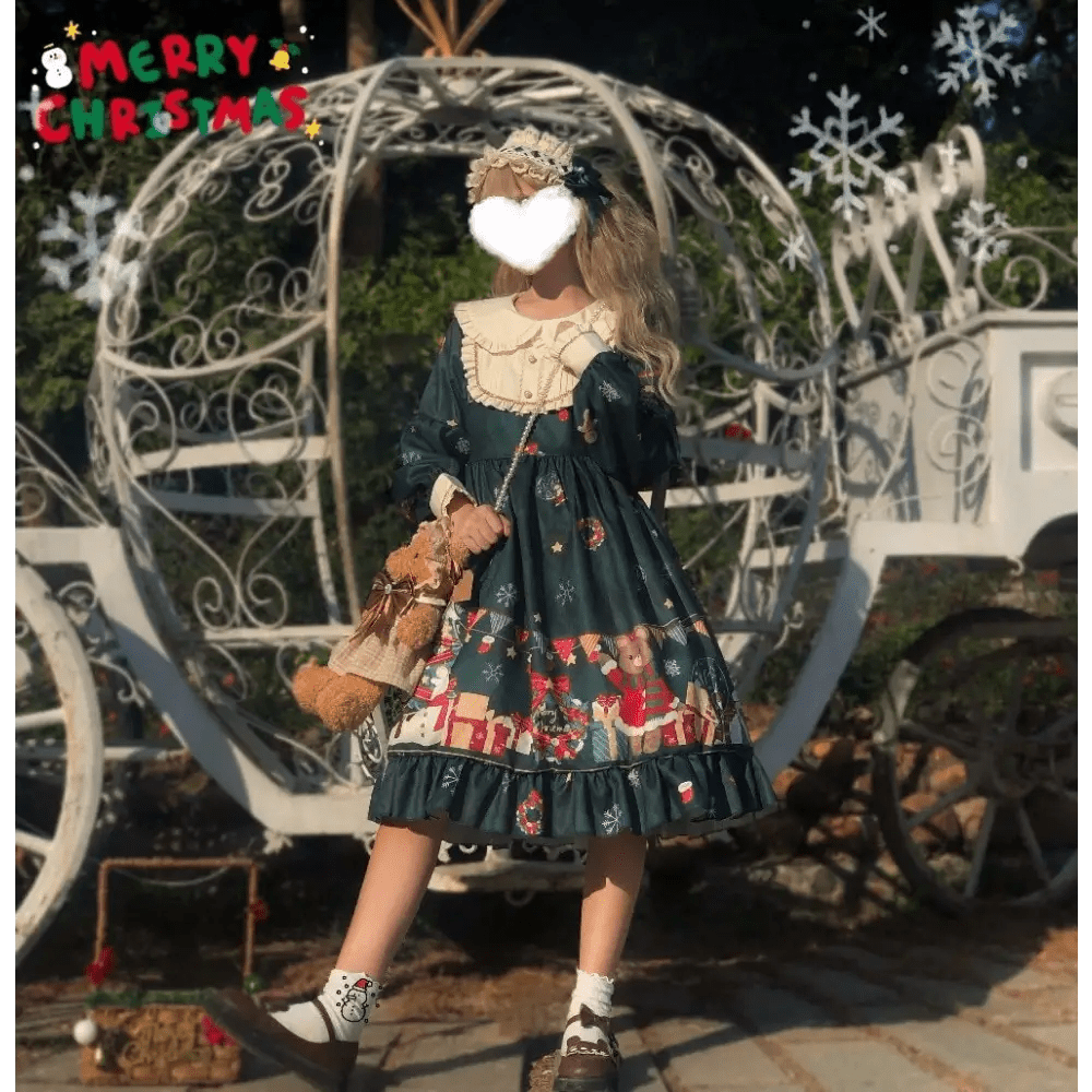 Luxurious Holiday Lolita Dress in Red or Green Org Instock New Condition - Cosparty