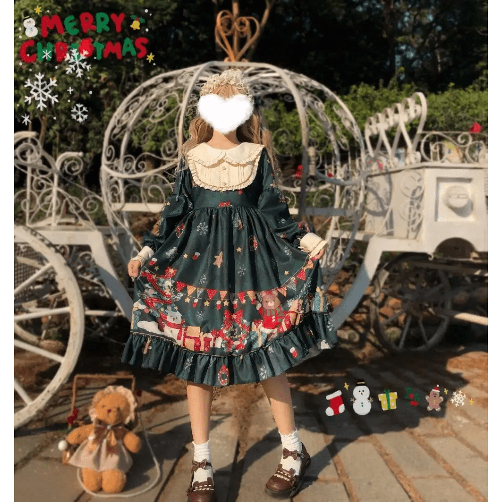 Luxurious Holiday Lolita Dress in Red or Green Org Instock New Condition - Cosparty