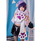 Luxurious Holographic Purple Paw Print Plush Scarf for Kawaii Kittens - Cosparty