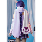 Luxurious Holographic Purple Paw Print Plush Scarf for Kawaii Kittens - scarf