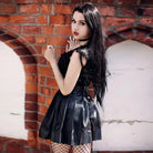 Luxurious Jet Black Goth Bodysuit with Victorian Sheer Detail - onesie