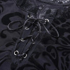 Luxurious Jet Black Goth Bodysuit with Victorian Sheer Detail - Cosparty