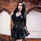 Luxurious Jet Black Goth Bodysuit with Victorian Sheer Detail - Cosparty