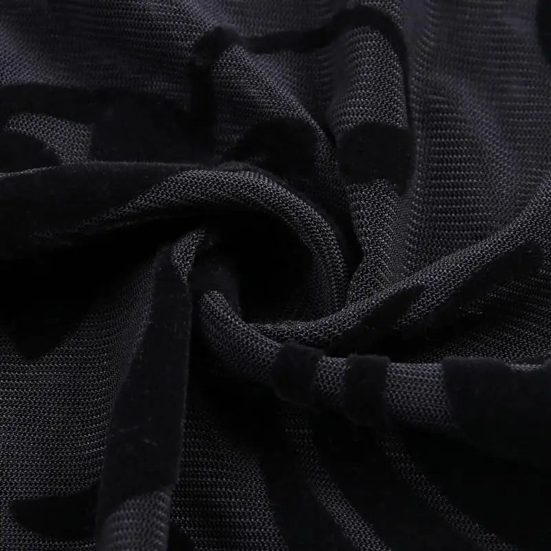 Luxurious Jet Black Goth Bodysuit with Victorian Sheer Detail - Cosparty