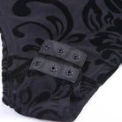 Luxurious Jet Black Goth Bodysuit with Victorian Sheer Detail - Cosparty