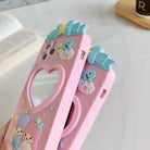 Luxurious Kiki & Lala iPhone Case with Heart Mirror in Pastel Colors - Phone Case