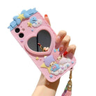 Luxurious Kiki & Lala iPhone Case with Heart Mirror in Pastel Colors - Cosparty