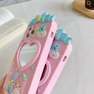 Luxurious Kiki & Lala iPhone Case with Heart Mirror in Pastel Colors - Cosparty