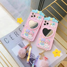 Luxurious Kiki & Lala iPhone Case with Heart Mirror in Pastel Colors - Cosparty